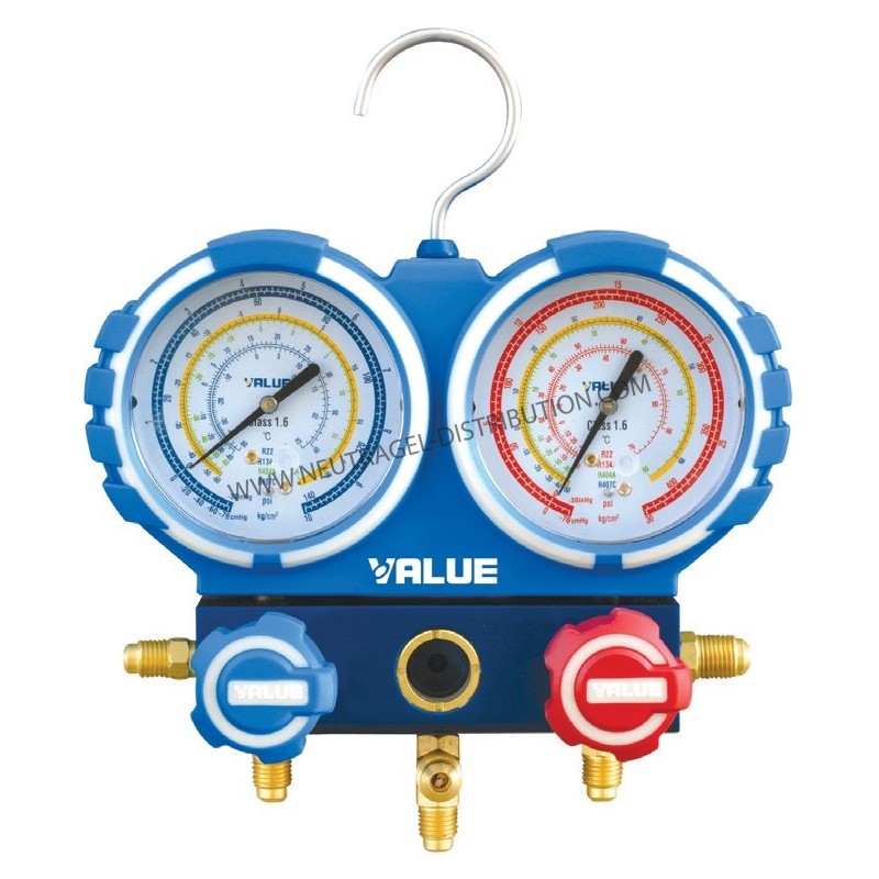 COFFRET MANOMÈTRE 2 VOIES POUR GAZ RÉFRIGÉRANT 1234 YF