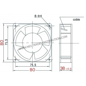 VENTILATEUR 80 X 80 X 38 MM