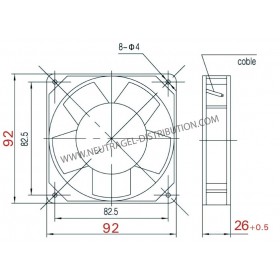 VENTILATEUR 92 X 92 X 26 MM