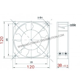 VENTILATEUR 120 X 120 X 38 MM