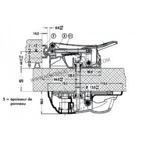 KIT DE TRANSMISSION POUR ÉPAISSEUR DE PANNEAU DE 121/140 MM
