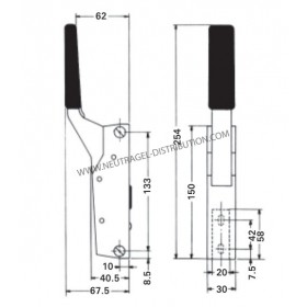 Loqueteau automatique 796 version à poignée déportée à clé