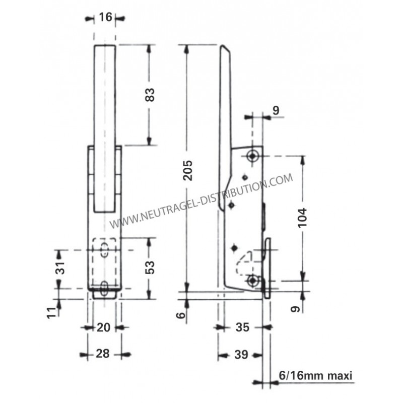 Loqueteau automatique 880HP chromé brillant