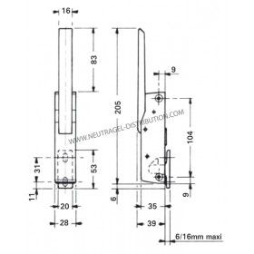Loqueteau automatique 885 chromé brillant version à clé