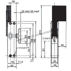 Loqueteau automatique 6225 fermeture avec petite poignée déportée