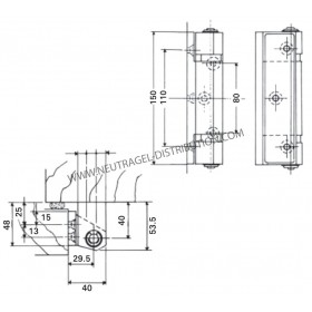 Charnière  363  émaillée sans rampe
