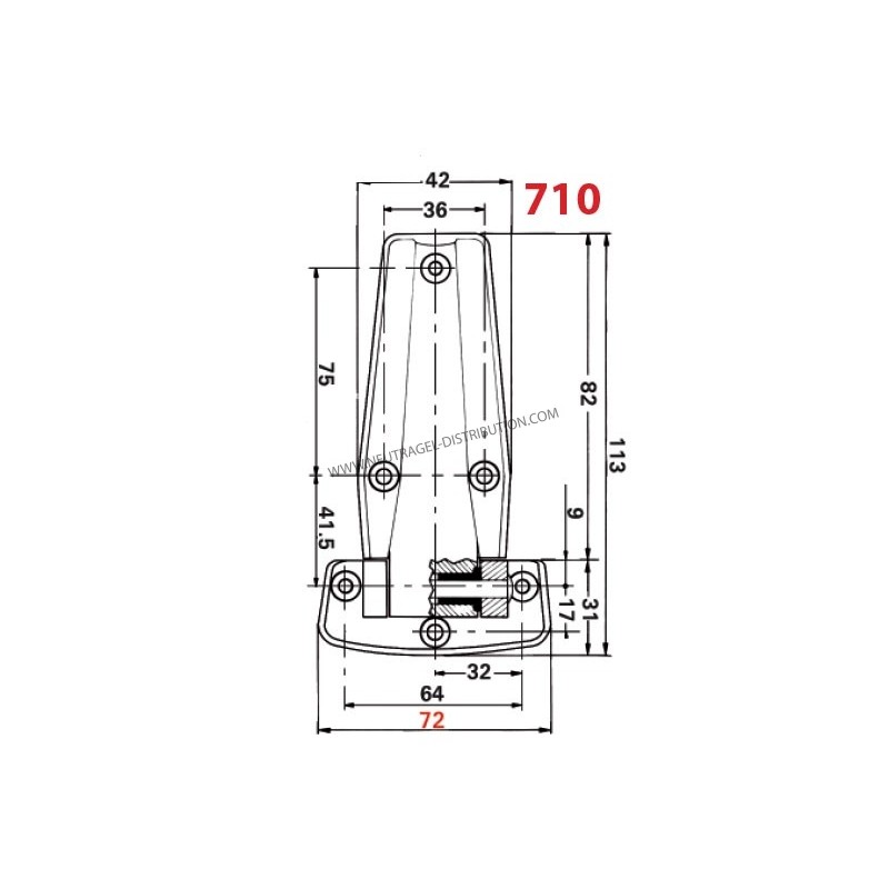 Charnière chromée brillante 710