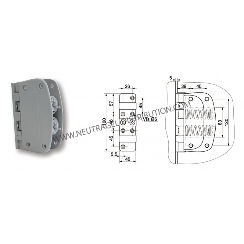 Charnière composite à ressort 4523