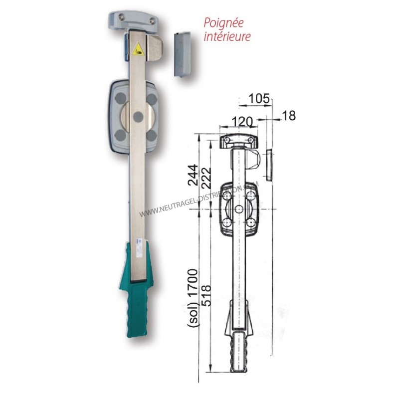 Poignée 6200 réversible intérieure seule