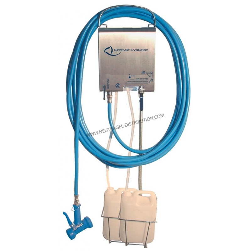 Centrale d'hygiène acier inox + enrouleur polypropylène 1 produit