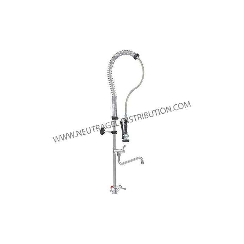 Douchette prélavage bi-trous fixation murale (entraxe 150 mm) commande au coude