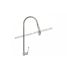 Douchette inox à colonne pliée et flexible rétractable