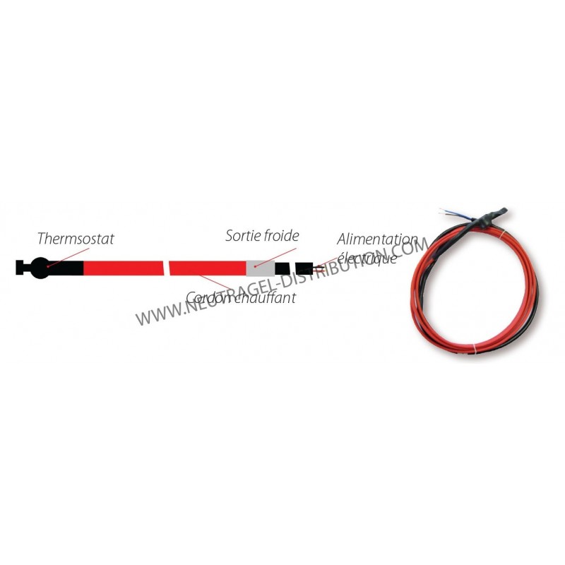Cordon chauffant avec thermostat intégré 1M