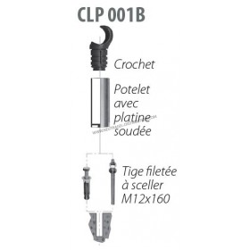 Pied complet H185 mm fixé dans le sol
