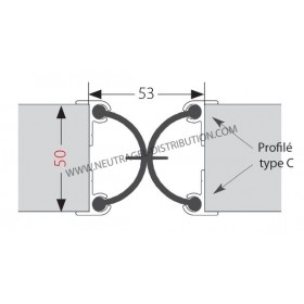 Joint porte Double Ép. - 50 mm lg 2.5 m