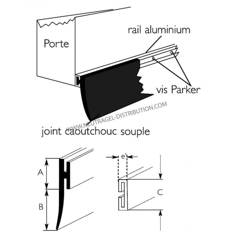Joint plinthe-caoutchouc universel bas de porte