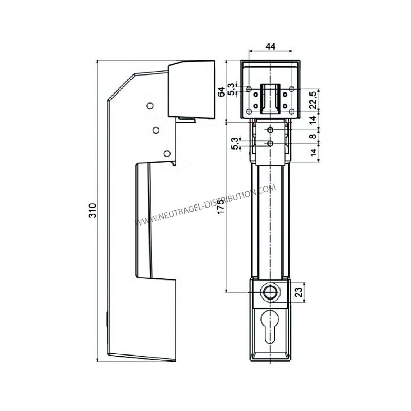 Fermeture complète Jumbo épaisseur porte 60 mm