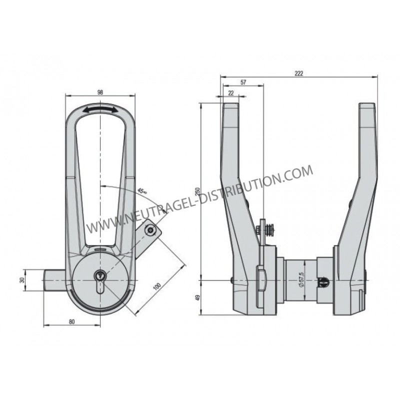 Fermeture complète 7501épaisseur porte 120 mm