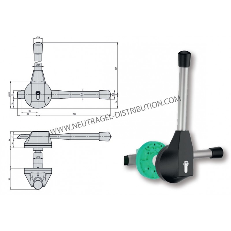 Fermeture complète Euro 2000 épaisseur porte 120 mm