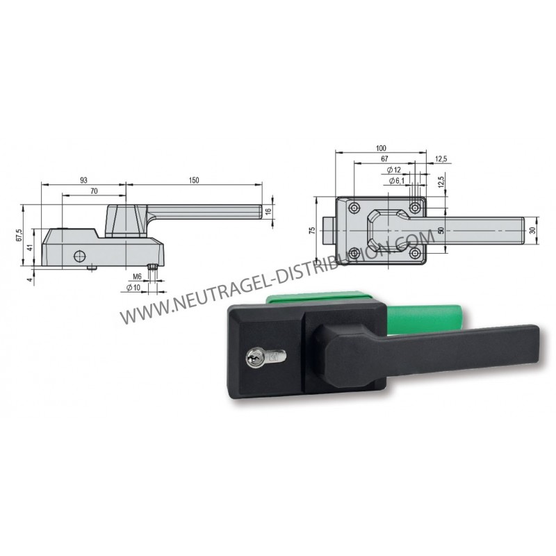 Fermeture complète Euro 2001 épaisseur porte 100 mm