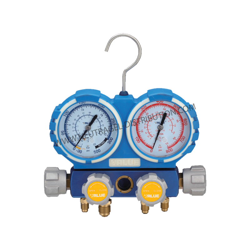 COFFRET MANOMÈTRE 4 VOIES POUR LES GAZ RÉFRIGÉRANTS R410A-R134A-R407C-R32