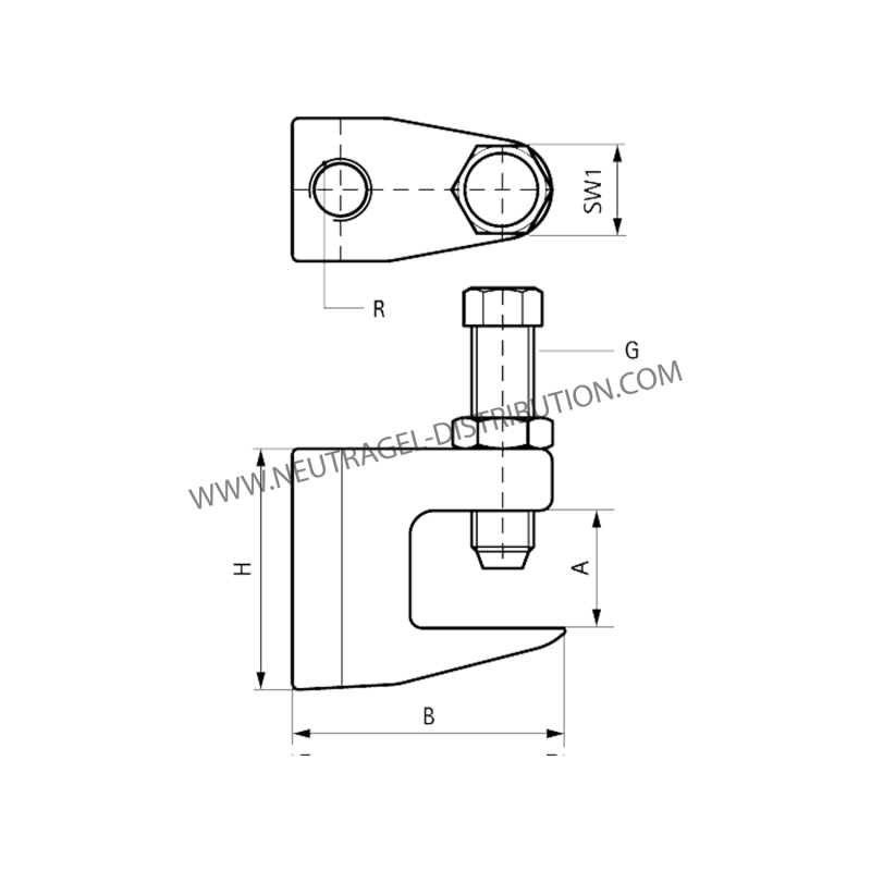 PINCE POUR POUTRELLES MODÈLE C POUR TIGE M12 AVEC VIS M10