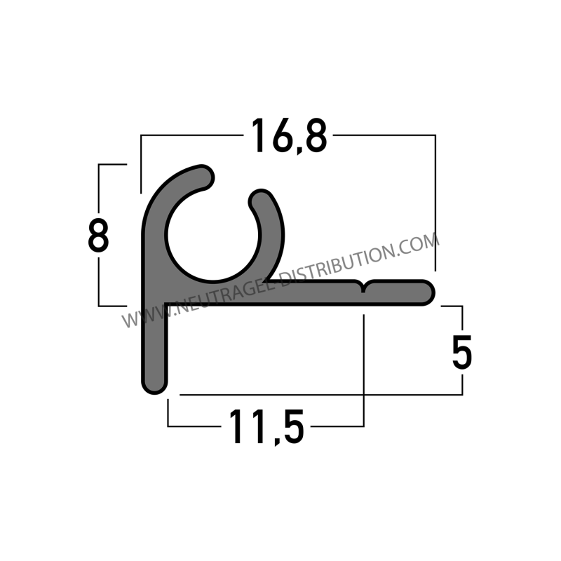 Profilé type C longueur 2.5 m